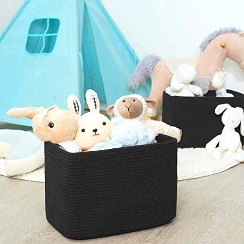 MINTWOOD Design Storage Basket for Shelves, Decorative Baskets for Organizing, Book Basket, Storage Cube Bin Box, Woven Closet Organizer, Pantry Closet and Shoe Basket, Full Black - color: Full Black