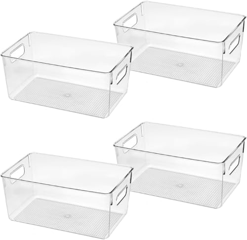Clear Plastic Storage Bins, Pantry Organizers and Storage Containers Fridge Organizer Bins for Organizing Kitchen Cabinet Organizer Bin Bathroom Freezer Refrigerator Organization - size: 10 x 6 x 5.1