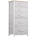 YITAHOME Tall 5 Drawer Dresser - Fabric Storage Tower, Organizer Unit for Bedroom, Living Room, Hallway, Closets - Sturdy Steel Frame, Wooden Top & Easy Pull Fabric Bins - Light Grey - color: Pale Gray, style: 5-Drawer