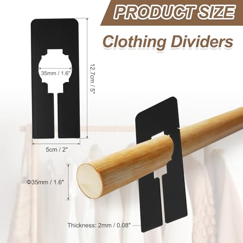 PATIKIL 16 Pcs Rectangle Clothes Dividers, 5 Inch Blank Clothing Rack Divider Sorting Clothes Size Reusable Wardrobe Hanger Separator with Pen, Black - color: Black
