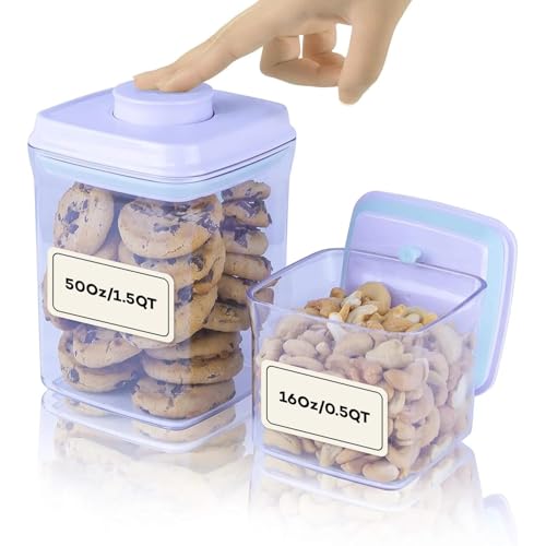 Bop Top Airtight Food Storage Containers with Lid Multi Pack | Kitchen Canister Sets | Air Tight Pantry Container | Pop Top Dry Food Storage Containers for Snacks, Sugar, Flour, Baking, Cereal, Pasta - color: Set of 2