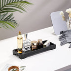 Luxspire Bathroom Vanity Tray, Resin Black Bathroom Tray Toilet Tank Tray, 11.2x4.1 inch Kitchen Sink Trays, Countertop Organizer for Candles Soap Towel Perfume Holder Jewelry Dish, Small, Matte Black - color: C - Black, style: Small