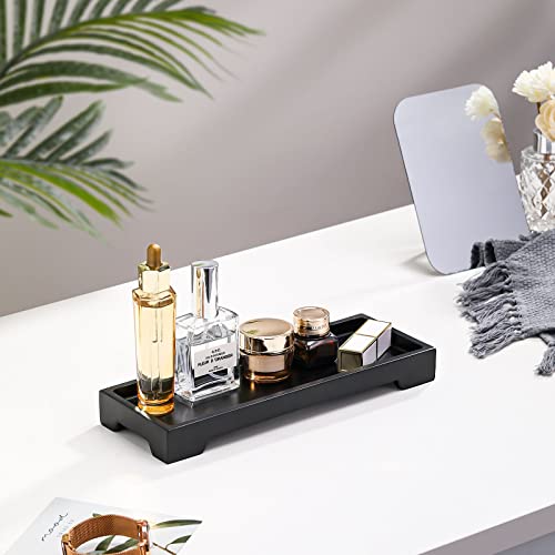 Luxspire Bathroom Vanity Tray, Resin Black Bathroom Tray Toilet Tank Tray, 11.2x4.1 inch Kitchen Sink Trays, Countertop Organizer for Candles Soap Towel Perfume Holder Jewelry Dish, Small, Matte Black - color: C - Black, style: Small