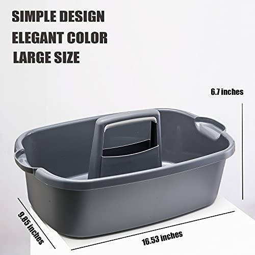 ALINK Large Plastic Shower Caddy Tote, Portable Storage Caddy Basket Organizer with Handle for Dorm, Bathroom, Tool, Garden, Kitchen, Cleaning Supplies – Gray - color: Gray