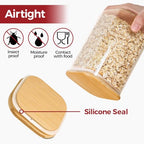 1Qt Airtight Glass Canisters with Bamboo Lid, Square Pantry Storage Containers for Coffee, Cookie, Candy, Snack, Nuts, Dry Goods - Kitchen & Pantry Organizers and Storage Containers 4 pack - size: 4 pack(1qt)