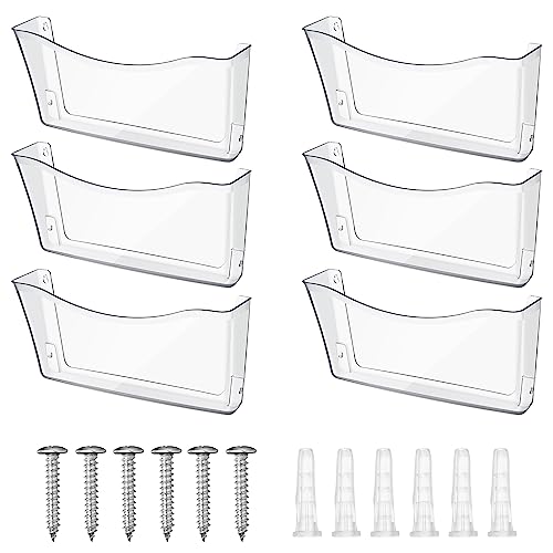 Colarr 6 Pack Expandable Pocket Wall File Holder Plastic Hanging Wall Organizer Space Saving Wallmount File Holder for Office Mail Letter Magazine(Clear) - color: Clear