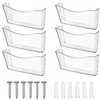 Colarr 6 Pack Expandable Pocket Wall File Holder Plastic Hanging Wall Organizer Space Saving Wallmount File Holder for Office Mail Letter Magazine(Clear) - color: Clear