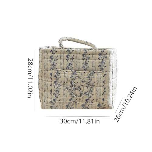 Floral Fabric Storage Basket Car Interior Storage Basket Underwear Sundries Laundry Baskets Supplies Home Organizer Bag (Vine Blue) - color: Vine Blue