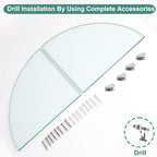 Glass Corner Shower Shelves, Tempered Floating Glass Shelves Wall Mount, Shower Caddy Organizer, Bathroom Corner Shelf with Zinc Alloy Brackets for Bathroom, Kitchen, Living Room, 9.8" x 9.8", 2 Pack - size: 2 PACK Without Rail