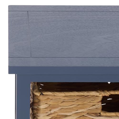 SAFAVIEH Home Collection – Halle Blue 3-Drawer Basket Storage Side Table, Coastal Accent Design, Fully Assembled (AMH5738H) - color: Blue