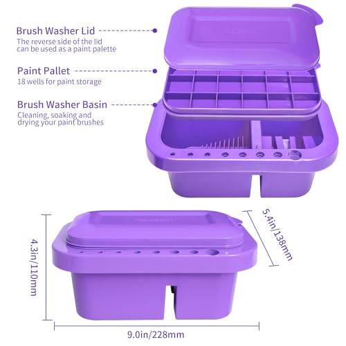 MyLifeUNIT Paint Brush Cleaner, Paint Brush Holder and Organizers with Palette for Acrylic, Watercolor, and Water-Based Paints (Purple) - color: Purple