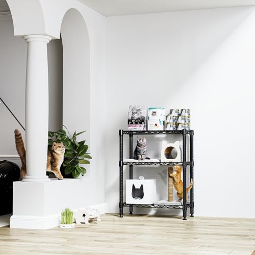 M MZG 750 lbs 3 Tier Shelf Metal Storage Shelves Wire Rack Closet Organizers for Garage Kitchen Bathroom Laundry Black 11.8" D x 25.6" W x 31.5" H - color: Black, size: 3 tier, 11.8" D x 25.6" W x 31.5" H