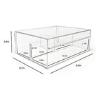 Isaac Jacobs 3-Compartment Clear Acrylic Organizer with Lid (6.7" L x 8.6" W x 3.4" H), Multi-Sectional Tray, Storage Solution for Makeup, School & Office Supplies (1 Large, 2 Medium) - size: 1 Large, 2 Medium