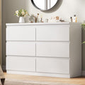 Jocoevol White 6 Drawer Dresser for Bedroom, 15.3" D x 47.2" W x 32.3" H in Simply Modern Chest of Drawers, Wood Storage Double Dresser with Deep Drawers for Living Room, Hallway Entryway, White - color: White