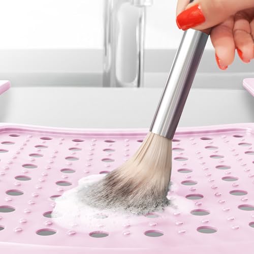 Sink Topper Bathroom Counter Cover & Storage Saver, Foldable Silicone Mat for Hot Tools, Hair Styling & Makeup, Beauty Brush Cleaning Mat, RV Camper Sink Cover & for Small Spaces (Large Pink) - color: Pink, size: Large
