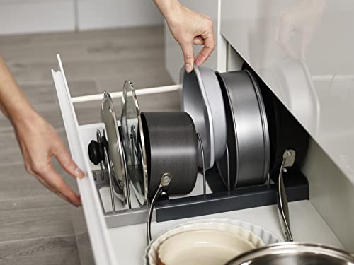 Joseph Joseph DrawerStore Expanding Cookware Organizer, Space saving storage for pan lids, baking trays - Grey - style: Pots & Pans