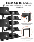 ORDORA Pots and Pans Organizer Rack for Cabinet, 15.83" Height 8-Tier Heavy Duty 120LBS Pot Pan Organizer under Cabinet Adjustable for Dutch Oven, Cast-iron Pan, Heavy Skillets Griddles, Shallow Pot - size: M-15.83"H-HeavyDuty