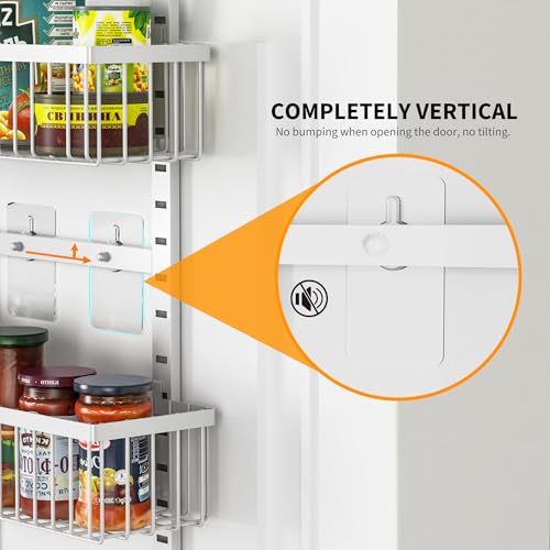 Moforoco White Over The Door Pantry Organizer, Pantry Organization and Storage, Metal Hanging Spice Rack Shelves Door, Seasoning Shelves, Laundry Room Organization, House and Kitchen Essentials - color: White, size: 8-Tier