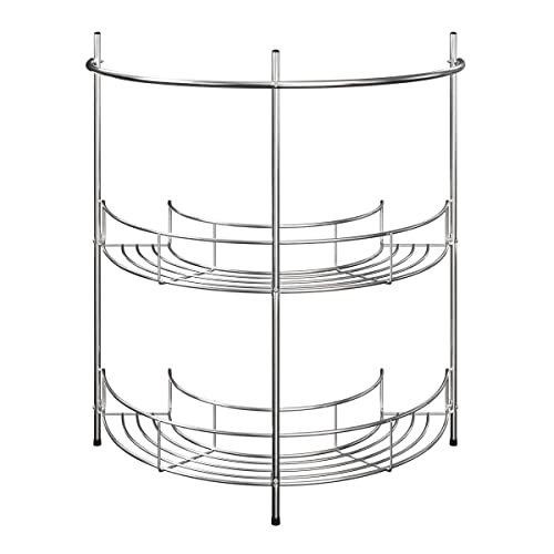 Pedestal Sink Organizer - Compact Under the Sink Rack with 2 Storage Shelves and Towel Holder - Space Saving Bathroom Storage by Lavish Home - color: Silver
