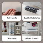 IRIS USA 27 Qt Stackable Plastic Storage Bins with Lids, 6 Pack - BPA-Free, Made in USA - Discreet Organizing Solution, Latches, Durable Nestable Containers, Secure Pull Handle - Pearl - size: 27 Qt, style: 6 Pack