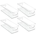 mDesign Plastic Bathroom Storage Container Bins w/ Handles - Closet, Cabinet, Vanity, Cupboard Shelf Organization, Hair Tools Accessory Organizer - Ligne Collection; Clear, 4x10x3 (Pack of 4) - size: 4 x 10 x 3 (Pack of 4)