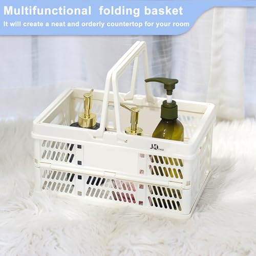20 L Collapsible Shopping Basket, plastic basket, Basket with Handle, M (White) - color: White