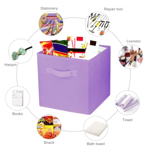 2 Pcs Storage Cubes, 10.5 Inch Collapsible Storage Bins, Fabric Foldable Bins for Organization, Durable Storage Bins for Closet, Shelves, Offices (Light Purple) - color: Light Purple