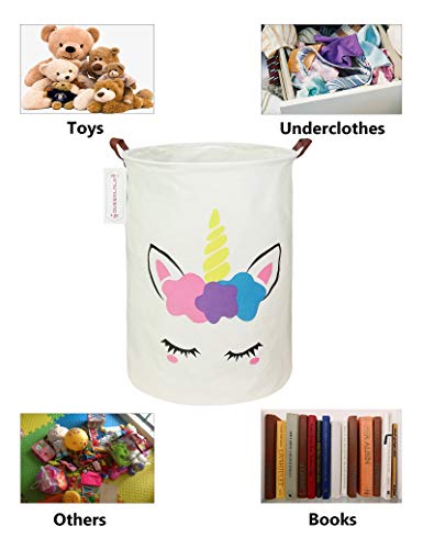 QUEENLALA Large Storage Basket,Laundry Hamper/Bathroom/Home Decor/Collapsible Round Storage Bin,Boys and Girls Hamper/Boxes/Clothing(Golden Unicorn) - color: Golden Unicorn
