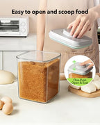 Ankou Food Storage Container Sets, 2.8 Qt + 4.2 Qt *2 Airtight Canisters with Lids and 130ml Scoop, BPA-Free Plastic Pantry Containers for Flour, Sugar, Rice - color: 4L*2+2.65L