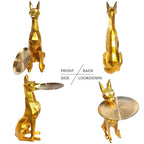 3D Large Dog Sculpture Tissue Box Cover & Key Holder Stand – Golden Resin Side Table, Multipurpose Entryway Organizer with 11.8" Detachable Tray, Cute Door Side Art Ornaments Living Room Figurine