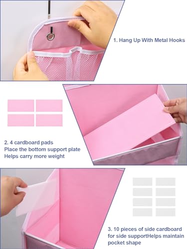 2 Pack Over The Door Organizer, Hanging Storage Organization with Large Capacity Pockets, Swing-Proof Behind Door Storage Shelf for Kicthen Bedroom Nursery Kids Toys Shoes,Pink - color: Pink, size: 2 pack
