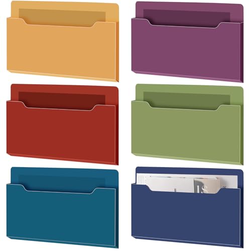 Fuutreo 6 Pcs Magnetic Wall File Organizer Magnetic Wall File Holder Refrigerator Magazine Holder for Mail Letters Paper(Dark Vintage,Horizontal-large) - color: Dark Vintage, size: Horizontal-Large