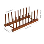 HBlife 2pcs Teak Dish Drying Rack Plates Holder Stand Kitchen Storage Cabinet Organizer for Dish/Plate/Bowl/Cup/Pot Lid/Cutting Board (8 Slots) - color: Teak 8 Slots 2pcs
