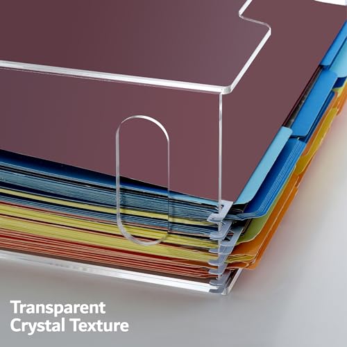Acrylic File Organizer Box with Handles, Portable Letter Size Hanging File Folder Box, Desktop Filing Organizer for Home, Office - 1 Pack