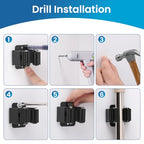 Broom Holder Wall Mount, 4PCS Broom Hanger Wall Mount, Stainless Steel Heavy Duty Mop Holder Broom Mop Hanger Wall with Screws, Garden Outdoor Tool Organizer Rack Broom Hanger (Black) - color: 4pack