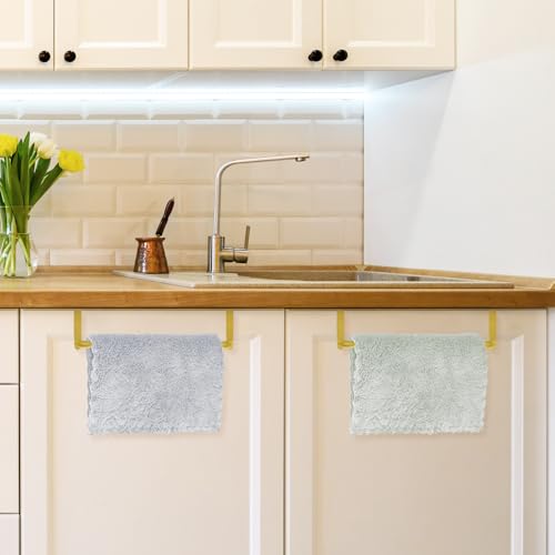 2 Pieces Metal Towel Bar Kitchen Cabinet Steel Towel Rack Bar for Hanging on Inside or Outside of Doors, Home Kitchen Bathroom(Gold) - color: Gold