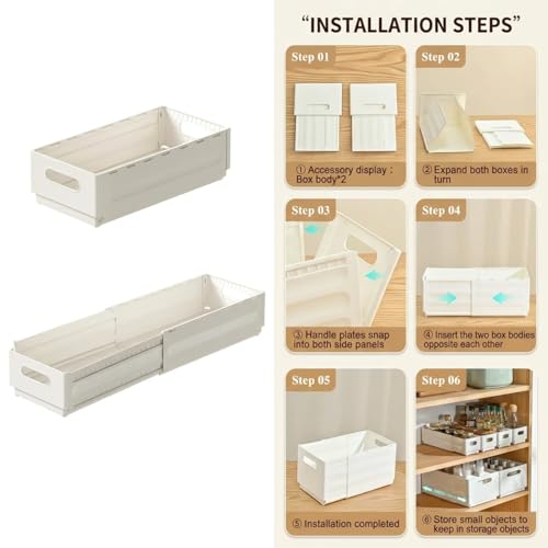 2 Pack Expandable Plastic Storage Boxes, Multi-Purpose Folding Organizer, Drawer Storage Divider For Bedroom, Kitchen And Snack Storage (s) - size: s