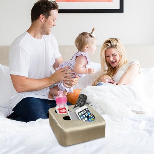 Couch Cup Holder Pillow Tray! Keep Drinks Hand Reach and KeepTemp, Prevent Spills and Use Anywhere. Cup Holder for Couch, Bed, Car, Courtyard, Park, Beach. Pink. Light Khaki - color: Light Khaki, size: 9.4" x 9.4" x 3.9"