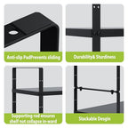 Expandable Cabinet Shelf Organizer Rack, Stackable Kitchen Counter Storage Shelves Stand, Adjustable Height Pantry Shelf Spice Rack (Black-2 Pack, 8.7" D x 15.4-26.8" W x 9.8" H) - color: Black-2 Pack