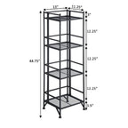 Convenience Concepts Xtra Storage 4 Tier Folding Metal Shelf, Black - color: Black
