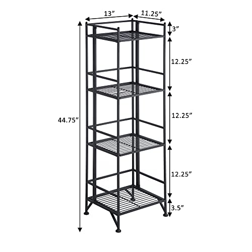 Convenience Concepts Xtra Storage 4 Tier Folding Metal Shelf, Black - color: Black
