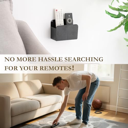 LINFIDITE Adhesive TV Remote Control Holder Wall Mount TV Remote Holder For Bedside Wall Remote Control Caddy Storage Organizer Stand Box （For 2 Or 4 Remote Controls – Black – Quantity 1） - color: Gloss Black, size: 1 Pcs Fxed Dividers