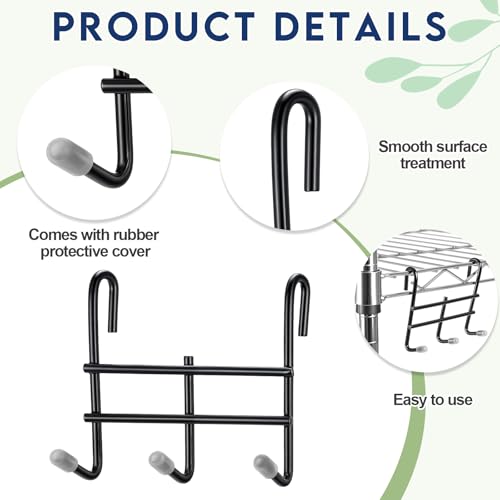 Teenyyou 6 Pack 3 Hook Attachment for Wire Shelving 3.75" l x 1.625" d x 3.25" h Wire Shelving Hooks Accessories Steel Hanging Rack Metal for Storage Organizer(Black) - color: Black