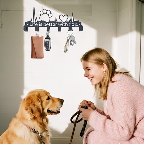 Key Holder Wall Mount with 6 Hooks, Dog Paw Key Rack Organizer for Entryway, Kitchen, Office - Rustproof, Waterproof - Easy Installation, Gift for New Homeowners - 9.8inch/25cm - color: Dog Paw