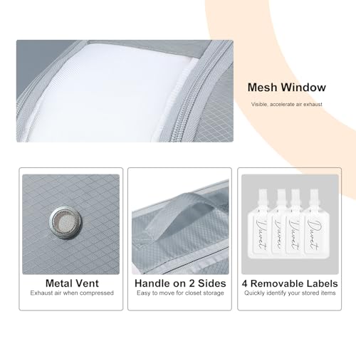 Comforter Storage Bag - Large Capacity Bedding Storage Bags Ultra Space Saving Self Compression Organizer, Washable Compression Bags for Storage Comforter Blanket Duvet Pillow, 4-Pack, Grey - color: Grey, size: 4 Packs