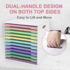 SONGWAY 12x12 Paper Storage Organizer - 13 Tier Desk File Organizer with Adjustable Shelves, Letter Mail Tray, 12x12 Stackable Scrapbook Paper Storage Cube for Home Office Classroom