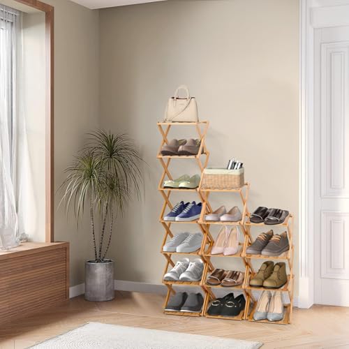 Vertical Shoe Rack Small, 4 Tier Portable Folding Shoe Storage Rack, Without Installation Free Standing Shoe Rack for Corridors, Bedrooms Living Room Corner and Small Spaces (4 Tier) - size: 4 Tier