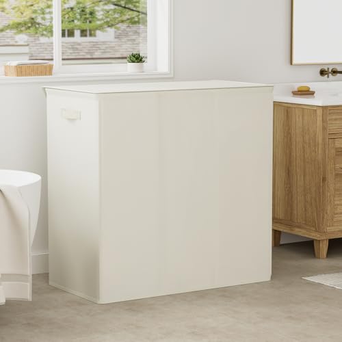 WOWLIVE 180L Laundry Hamper with Lid 3 Section,Large Laundry Basket with Removable Bags and Handles,Collapsible Dirty Clothes Hampers for Laundry,Laundry Basket Organizer for Laundry Room,Dorm,Beige - color: Beige, size: 180L (31.5"L x 12.5"W x 28"H)