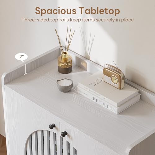 LIKIMIO Shoe Cabinet with Adjustable Shelves, 4-Tier Shoe Storage Cabinet with Slatted Doors, Freestanding Wooden Shoe Cabinet Storage for Entryway, Hallway, Living Room, White - color: White