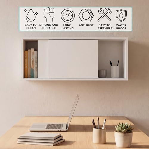 Tuhome Note 32-Inch Wide Wall Mounted Storage Cabinet with Sliding Doors, Compact Hanging Organizer for Bedroom, Living Room, Home Office & Garage | Wood Wall Cupboard, Space-Saving Storage Solution - color: White
